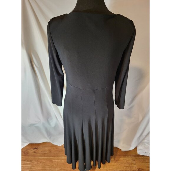 Ralph Lauren LRL Dress Womens 6 Black Jersey Faux Wrap Pleated Gathered Ruched - Picture 11 of 11